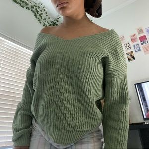 Beautiful, green crochet knit, comfy sweater